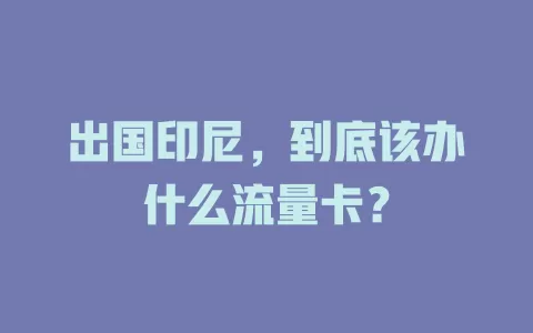 出国印尼，到底该办什么流量卡？
