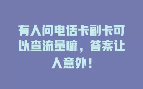 有人问电话卡副卡可以查流量嘛，答案让人意外！