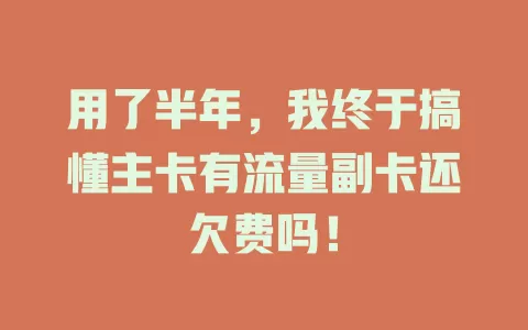 用了半年，我终于搞懂主卡有流量副卡还欠费吗！