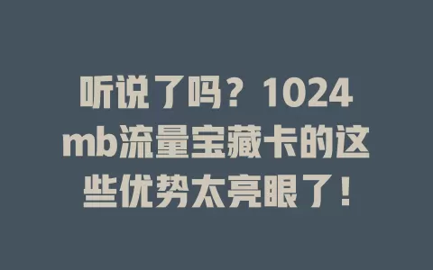 听说了吗？1024mb流量宝藏卡的这些优势太亮眼了！