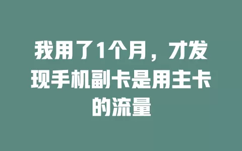 我用了1个月，才发现手机副卡是用主卡的流量