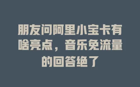 朋友问阿里小宝卡有啥亮点，音乐免流量的回答绝了