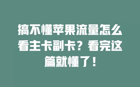 搞不懂苹果流量怎么看主卡副卡？看完这篇就懂了！