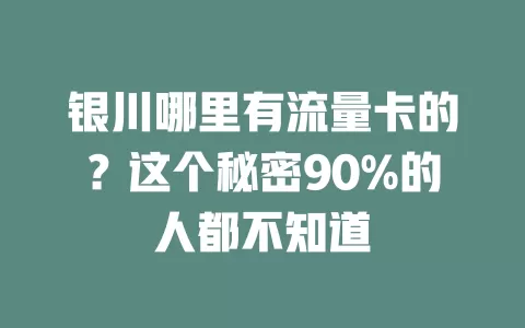 银川哪里有流量卡的？这个秘密90%的人都不知道