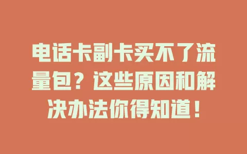 电话卡副卡买不了流量包？这些原因和解决办法你得知道！