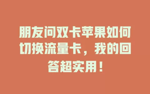 朋友问双卡苹果如何切换流量卡，我的回答超实用！