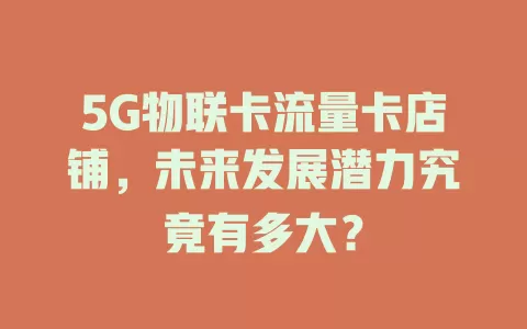 5G物联卡流量卡店铺，未来发展潜力究竟有多大？