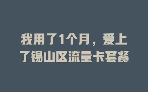 我用了1个月，爱上了锡山区流量卡套餐