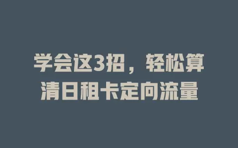 学会这3招，轻松算清日租卡定向流量