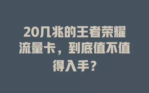 20几兆的王者荣耀流量卡，到底值不值得入手？