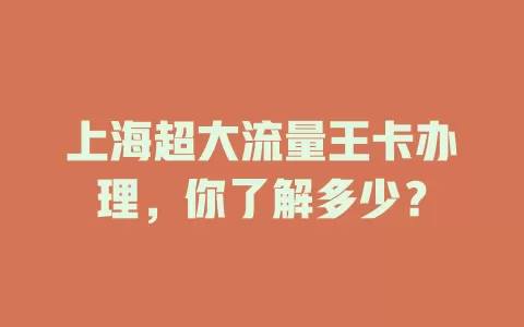 上海超大流量王卡办理，你了解多少？