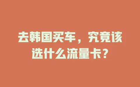 去韩国买车，究竟该选什么流量卡？