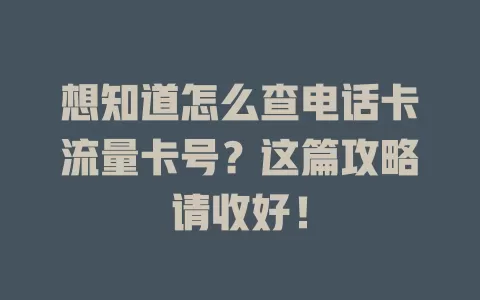 想知道怎么查电话卡流量卡号？这篇攻略请收好！