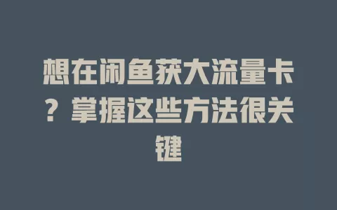 想在闲鱼获大流量卡？掌握这些方法很关键
