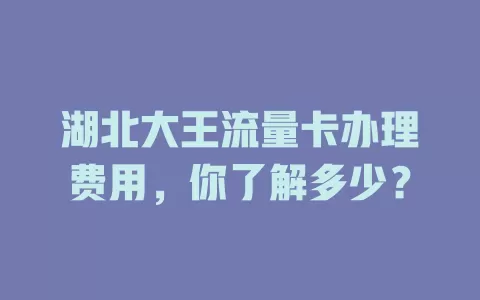 湖北大王流量卡办理费用，你了解多少？