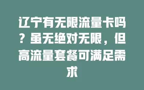 辽宁有无限流量卡吗？虽无绝对无限，但高流量套餐可满足需求