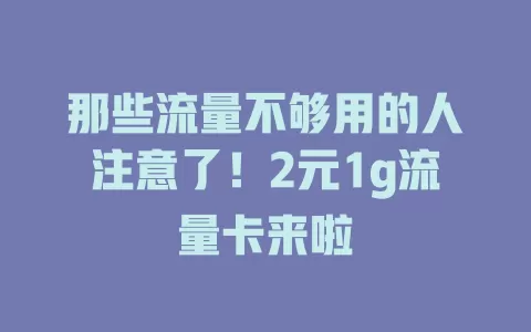 那些流量不够用的人注意了！2元1g流量卡来啦