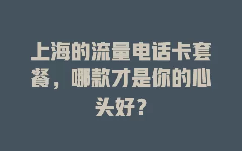 上海的流量电话卡套餐，哪款才是你的心头好？