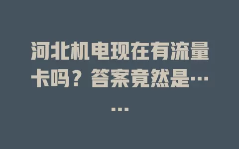 河北机电现在有流量卡吗？答案竟然是……