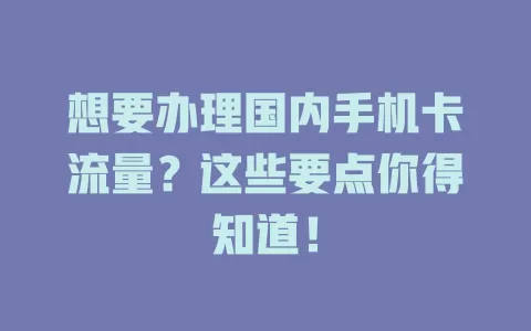 想要办理国内手机卡流量？这些要点你得知道！