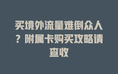 买境外流量难倒众人？附属卡购买攻略请查收
