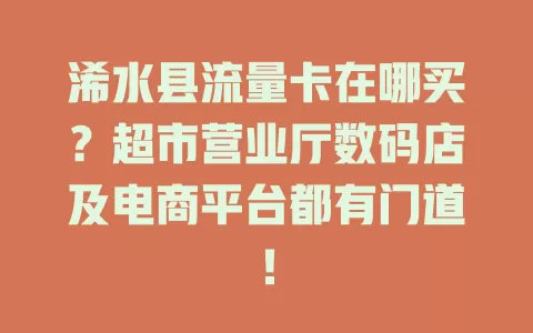 浠水县流量卡在哪买？超市营业厅数码店及电商平台都有门道！