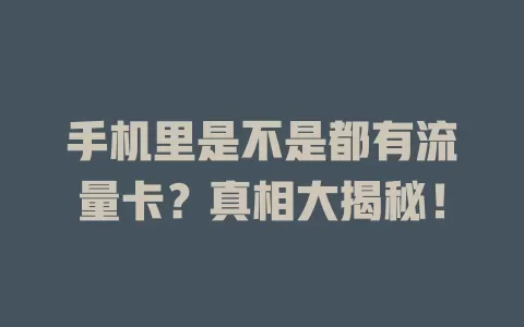 手机里是不是都有流量卡？真相大揭秘！