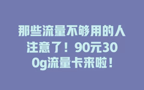 那些流量不够用的人注意了！90元300g流量卡来啦！