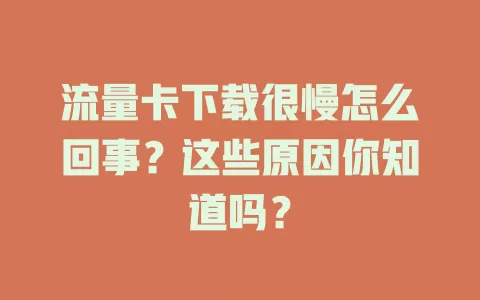 流量卡下载很慢怎么回事？这些原因你知道吗？