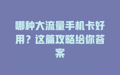 哪种大流量手机卡好用？这篇攻略给你答案