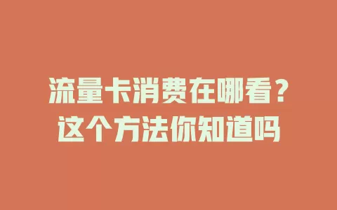 流量卡消费在哪看？这个方法你知道吗