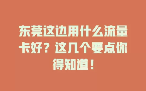 东莞这边用什么流量卡好？这几个要点你得知道！