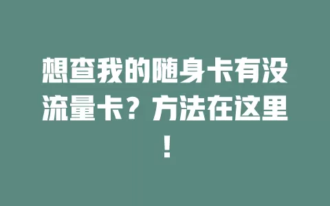 想查我的随身卡有没流量卡？方法在这里！