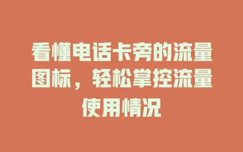 看懂电话卡旁的流量图标，轻松掌控流量使用情况