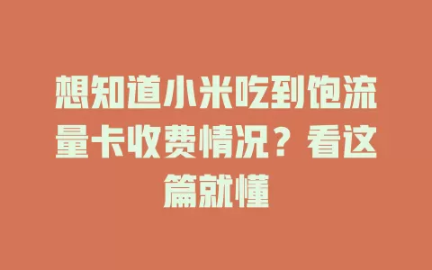 想知道小米吃到饱流量卡收费情况？看这篇就懂