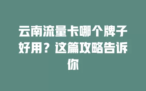 云南流量卡哪个牌子好用？这篇攻略告诉你