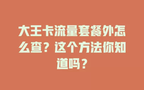 大王卡流量套餐外怎么查？这个方法你知道吗？
