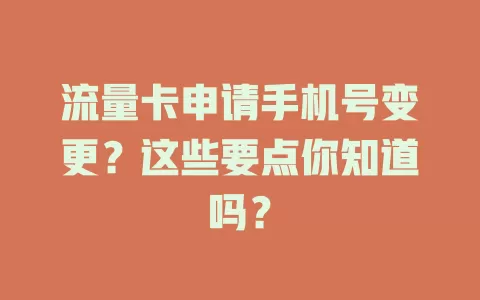 流量卡申请手机号变更？这些要点你知道吗？