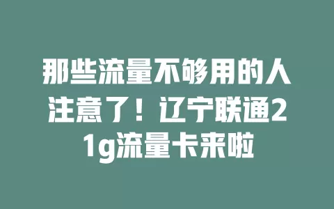 那些流量不够用的人注意了！辽宁联通21g流量卡来啦