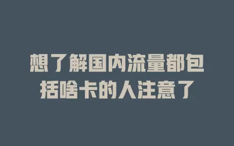 想了解国内流量都包括啥卡的人注意了
