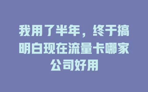 我用了半年，终于搞明白现在流量卡哪家公司好用