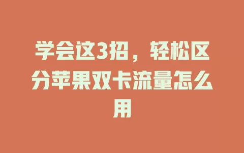 学会这3招，轻松区分苹果双卡流量怎么用