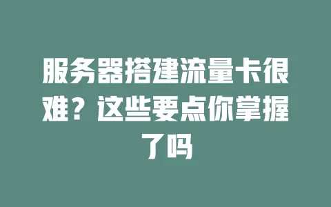 服务器搭建流量卡很难？这些要点你掌握了吗
