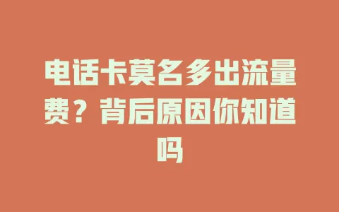 电话卡莫名多出流量费？背后原因你知道吗