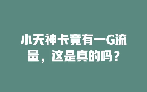 小天神卡竟有一G流量，这是真的吗？