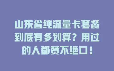 山东省纯流量卡套餐到底有多划算？用过的人都赞不绝口！
