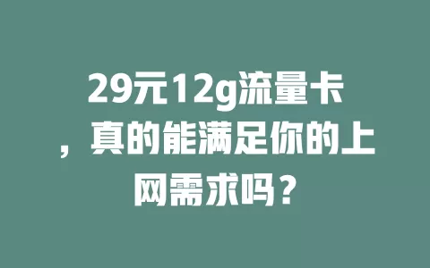 29元12g流量卡，真的能满足你的上网需求吗？