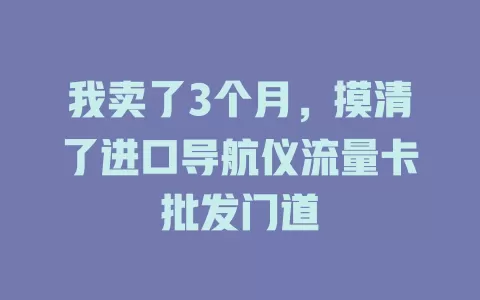 我卖了3个月，摸清了进口导航仪流量卡批发门道
