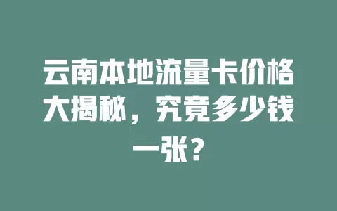 云南本地流量卡价格大揭秘，究竟多少钱一张？