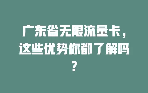 广东省无限流量卡，这些优势你都了解吗？